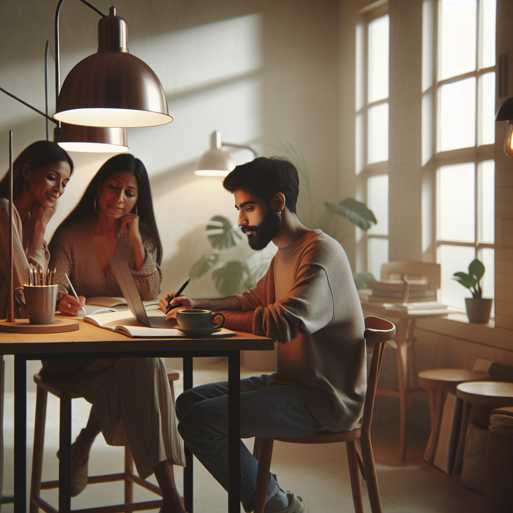 Productivity Hacks: Writers enhancing their writing skills with practical tools.