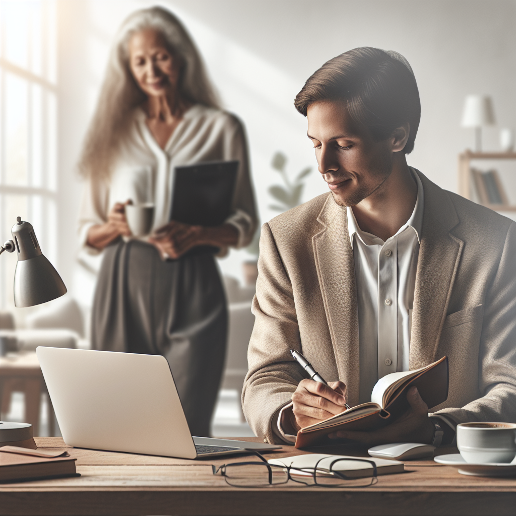 Senior and Visually Impaired: A writer engaging with diverse audience members, illustrating connection and understanding.