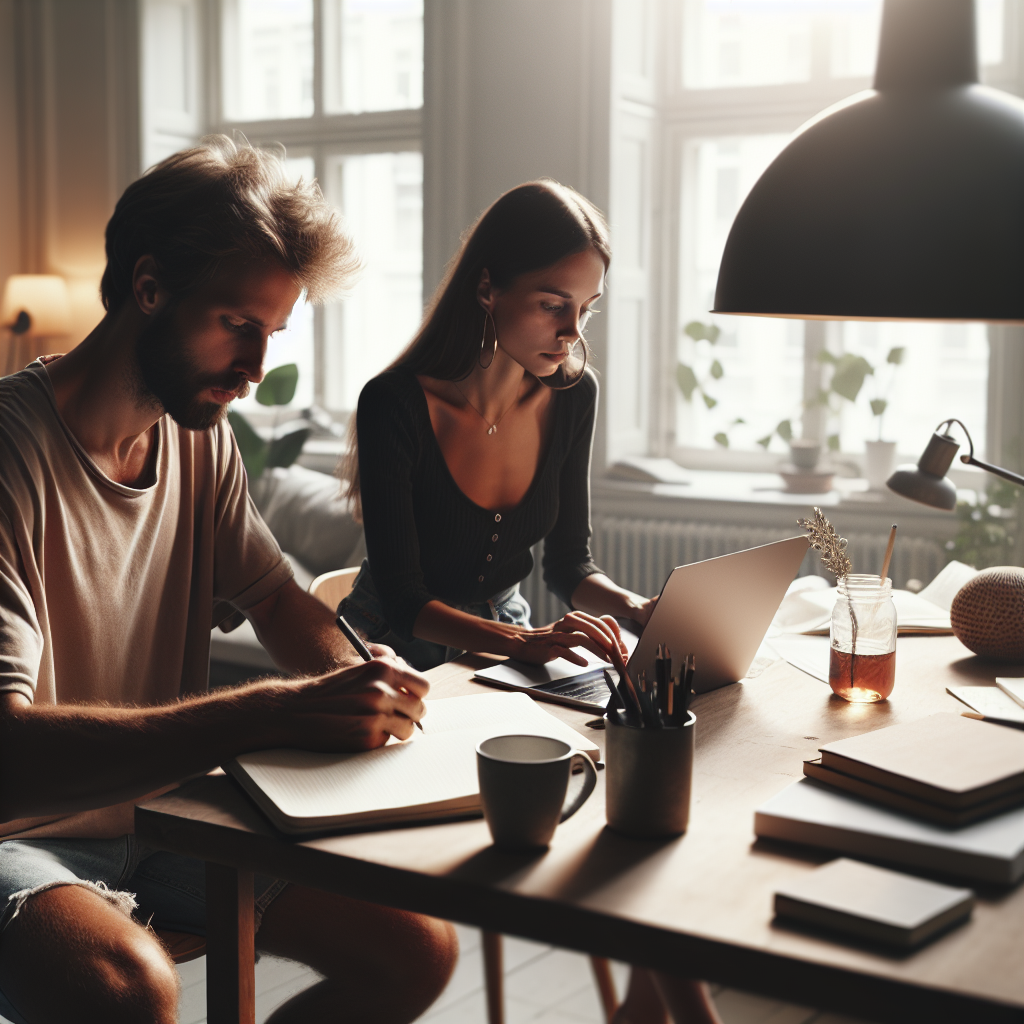 Co-Write and Publish: Two authors collaborating on a book, keeping individuality intact.