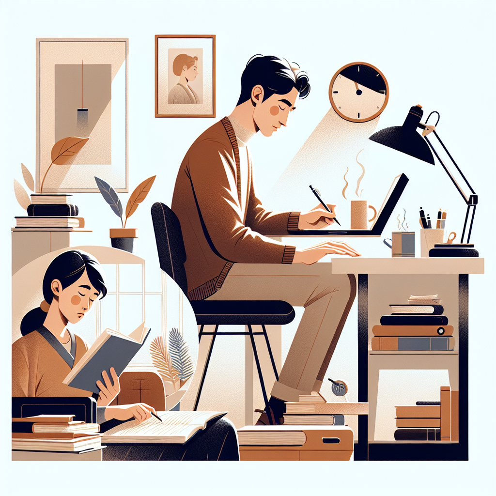 Writing Space Focus: A cozy and organized writing desk setup for enhanced focus.